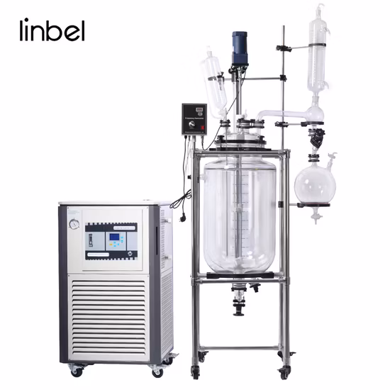 Lab Chemical Jacketed Glass Reactor 5L 10L 20L 50L100L 200L Double-Layer Glass Reactor Vessel with Heater Chiller