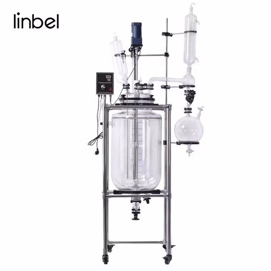 Lab Chemical Jacketed Glass Reactor 5L 10L 20L 50L100L 200L Double-Layer Glass Reactor Vessel with Heater Chiller